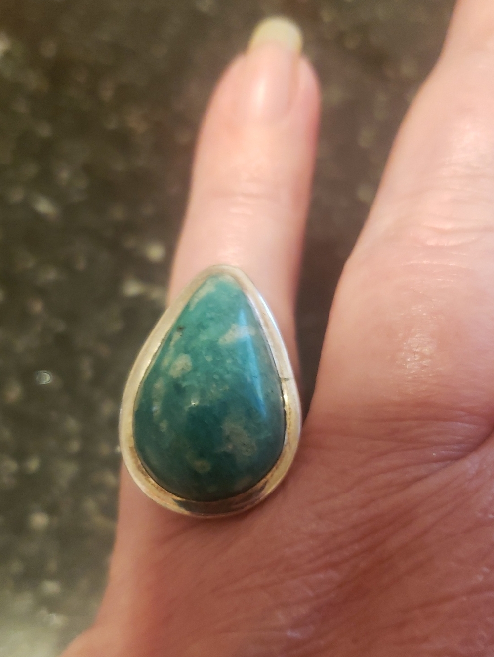Turquoise Teardrop Sterling-Style Women's Ring Beautiful Ring - Picture 2 of 4